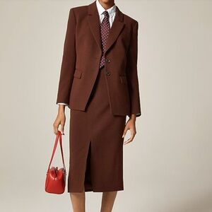 J. Crew Brown Pencil midi skirt in four-season stretch